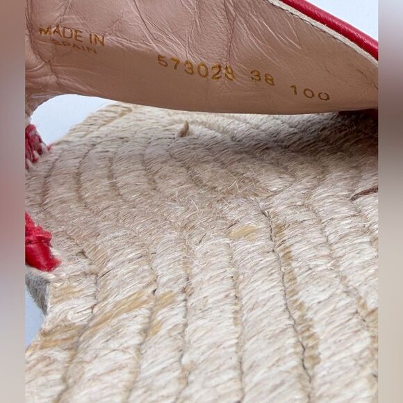 Gucci Pilar GG Marmont Leather Espadrille Slide Sandals Red Matelassé EU 38 US 8 - Picture 11 of 12